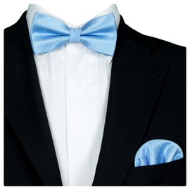 GASSANI 2-Piece Festive Men's Bow Tie Pre-Tied Adjustable - Blue -
