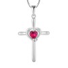 JIWOY Cross Necklace 925 Sterling Silver Religious Pendant Crucifix Heart