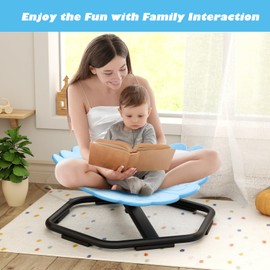 67i Kids Spinning Sensory Chair - 360° Rotating Swivel Seat with Triangular Base, Anti-Slip Foot Pad for Balance & Grip Strength Training - Perfect for Autism Play (Blue)