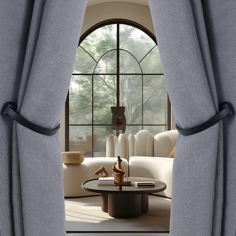Mayrhyme Curtain Holdbacks 4Pcs,Black Barrel Zinc Alloy Curtain Tiebacks,Wall Mounted
