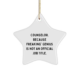 Counselor Gifts, Star Ornament, Funny Quote - Gifts from Friends, Perfect for Counselor at Christmas, Counselor-Themed Decorations, Star-Shaped Home Decor