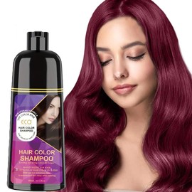 Hair Color Shampoo 3 In 1 For Hair Shampoo, Eco Finest Hair Color Shampoo For Women & Men - Herbal Ingredients Natural Plant Hair Dye In Minutes 13.53oz - Colour: Red Wine
