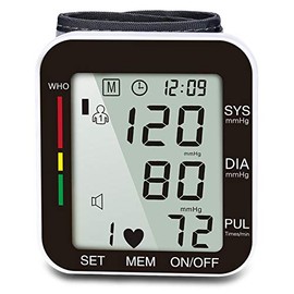 INGEQUIS Monitor de Presión Arterial de Muñeca , Baumanómetro Digital con Indicador de Voz, Pantalla LCD Grande con Función de Memoria, Pilas No...   