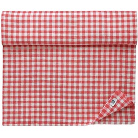 Linen & Cotton Table Runner Fabric Table Decoration Table Linen Estella - 100% Linen, White / Red (40 x 180 cm) Checked Runner Table Dining Table for Kitchen House Country House Festival Event Spring