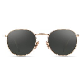 GIFIORE Round Polarized Sunglasses For Women Men,Classic Round Sun Glasses Black Gold Metal Frame Eyewear (Gold Frame Green Lens)