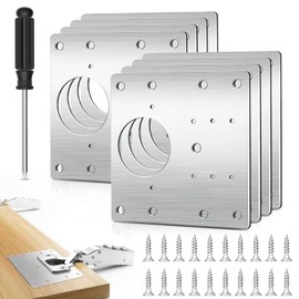 Cabinet Repair Plates, 8 Pcs Cabinet Hinges Repair Plate, Stainless Steel Hinge Repair Brackets for Wooden Cabinet Door, Kitchen Cabinet, Wardrobes, Tables