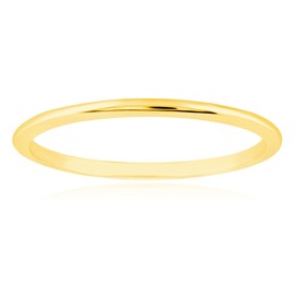 MAX + STONE Solid 14k Gold Wedding Band Ring for Women in Yellow Gold 1mm Thin Stacking Band in Size 7.5