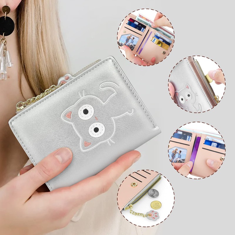 conisy Cute Women's Small Thin Bifold Leather Wallet with RFID