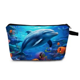 MoCaliduccious Dolphin Print Women Makeup Bag Travel Toiletry Kit Outdoor Portable Cosmetic Bag Travel Organizer