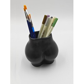 Youfui Funny Pen Holder Body Shaped Succulent Planter Small Indoor Outdoor Plant Pot, Makeup Brush/Toothbrush Holder Home Decor School Office Gifts Desk Organizer (Black)