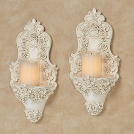 Touch of Class Victoria Rose Wall Sconce Pair | Victorian Style Decor | Traditional Pair of Sconces for Bedroom, Living Room, Bathroom, Hallway, Entryway | Decorative Candleholders