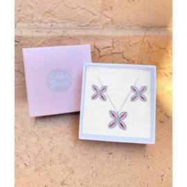 Nara Design Elegant Silver Plated Flower Jewelry Sets in Gift Box | Minimalist, Stylish, Delicate, Exclusive Jewelry (Enchanted Bloom)