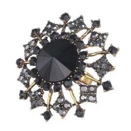 Rumtock Black Gold Crystal Beads Statement Big Finger Ring for Women Cocktail Costume Jewelry (Black)