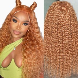 TOYERE 22 Inch 13x6 Honey Blonde Curly Wig Human Hair HD lace Honey Blonde Deep Wave Wig Human Hair Pre Plucked with Baby Hair 180% Density #30 Honey Blonde Wig Human Hair