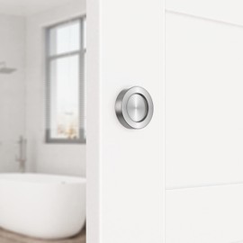 WINSOON Sliding Barn Door Handles Stainless Steel Round Recessed Knob Flush Pulls for Sliding Doors, Modern Hardware Kit with Threaded Rod, Brushed Nickel