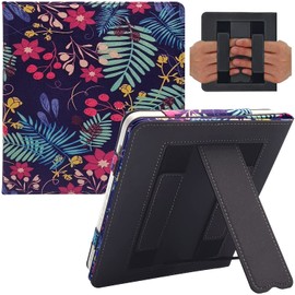 GOVTVA Stand Case for Kobo Libra H2O / Kobo Libra 2 / Libra Colour Cover (2019/2021/2024 Released) with Auto Sleep/Wake & Double Hand Strap (Flower Cluster)