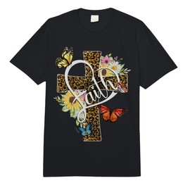 Love in Faith Christian Cross Leopard Religious Gifts Womens Comfort Colors Adult Heavyweight T-Shirt