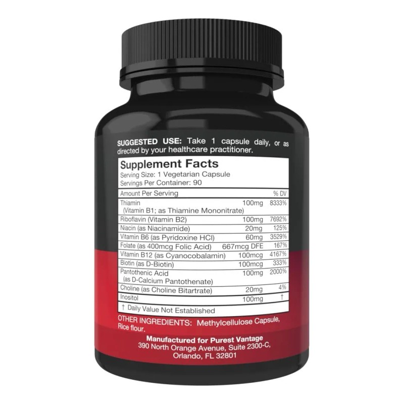 Purest Vantage Complejo Vitaminas B 90 Cápsulas Vegetarianas