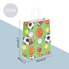 sourcing map 25pcs Various Ball Gift Bags with Handles Bulk, 3.1"x8.3"x5.9" Various Ball Gift Bags Sports Party Favor Bags for Kids Sports Theme, Birthday Party, Football Theme Event Gift Bag