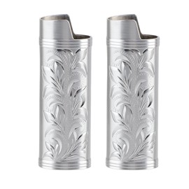 2PCS Torch Lighter Case Vintage Zinc Alloy Eye Catching Long Lifespan Portable Lighter Case Holder Grey