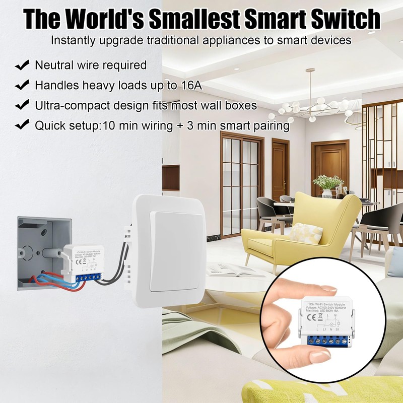1 x Alexa Light Switch, WLAN Switch, WiFi Light Switch,