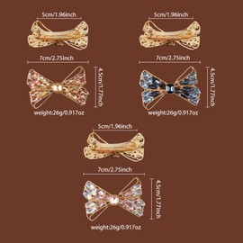 Bow Rhinestone Crystal Barrette, Non Slip Metal Hair Clip, Vintage Bling Hair Accessories for Women, Wedding Bridesmaid Party and Daily Wear, 3 Pack