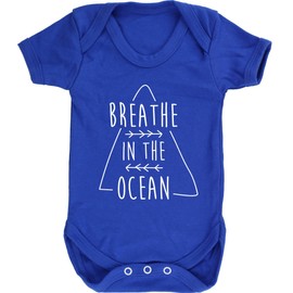 Hippowarehouse Breathe in The Ocean Baby Vest Bodysuit (Short Sleeve) Boys Girls Royal Blue