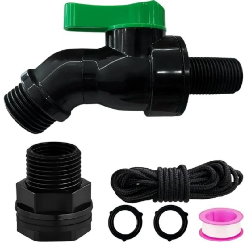High Flow Rain Barrel Spigot Kit, 3/4" GHT Garden Hose
