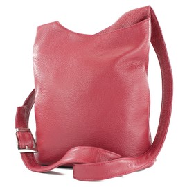 modamoda de T221 Women's Leather Shoulder Bag Medium Handmade in Italy, ruby-red