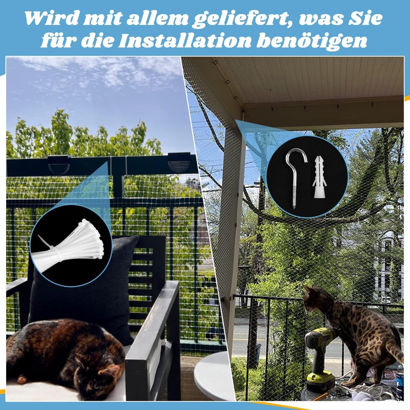 Aystkniet Cat Net for Balcony, Transparent, 6 x 3 m,