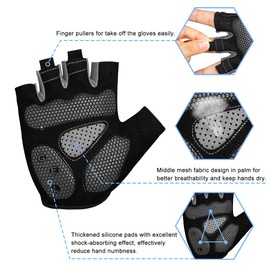 Btneeu Fingerless Cycling Gloves with Gel Mountain Bike Gloves Half Finger Men, Breathable Training Gloves Road Bike Gloves Cycling Gloves MTB Gloves for Women Men, black, s