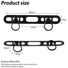 3 Pieces Metal Phone Tether Tab, Hanging Double Buckle Ring Phone Tether Tab, Thin and Strong, Can Prevent Falling and Loss (Black, Primary Color, Silver)