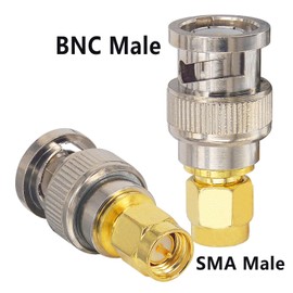 Boobrie SMA Male to BNC Male RF Coax Adapter - SMA to BNC Connector - Antenna Adapter for SDR Ham Radio, Baofeng UV-5R, UV-82, V-5r5 Two Way Handheld Radio - Pack of 2