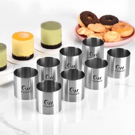 Guowall - 8 anillos de pastel sin costuras para hornear moldes de acero inoxidable, tamaño pequeño, redondo, cortador de repostería, 2 pulgadas