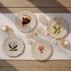 Creative Co-Op 4-Piece Stoneware Plate Set with Flower Image, Multicolor