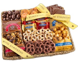 A Gift Inside With Sympathy Chocolate Caramel and Crunch Grand Gift Basket with Snacks, Ghirardelli and Chocolate-Covered Nuts