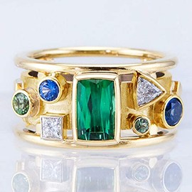 Mnyixsi Gold Emerald Rings Gold Rings for Women Dainty Green Rings Cut Emerald Gemstones CZ Gold Rings 14K Gold Plated Rings for Women Band Trendy Cubic Zirconia 14k Gold Filled Rings Size 7