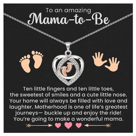 Baby Footprint Necklace for Mom to Be Push Present Pregnancy Gift for Expectant Mother| Soon-to-be Mom Jewelry, Congrats Pregnancy Pendant (14K White Gold Finish)