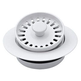 Garbage Disposal Strainer and Stopper with Decorative Disposal Flange in White, Fit 3.5 Inch Standard Drain Hole