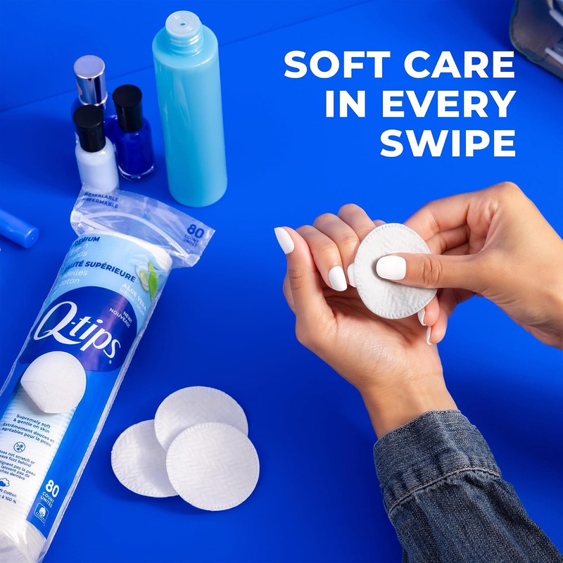 Q-Tips Beauty Luxe Cotton Rounds 80 Count 4-Pack – Hypoallergenic