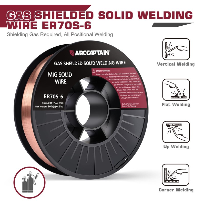 ARCCAPTAIN Mig Welding Wire, 0.035 10Lb Mig Wire ER70S-6 10Lbs