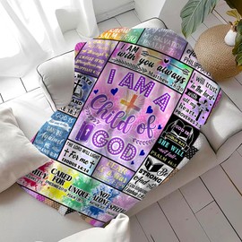 FOTSTA Christian Gifts for Women Faith Christian Blanket Flannel Bible Verse Scripture Prayer Throw Blankets Inspirational Religious Gifts Catholic Spiritual Baptism Gifts for Girls Adults 50"X40"