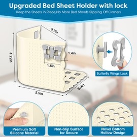 DuXingTX Bed Sheet Holder Lock,Fitted Sheet Straps Holders Keep Sheets Firm&Tight in Place,Mattress Straps Bed Sheet Clips Corner Holders Sheets Stay Fasteners Organizer-4Pack (Beige)