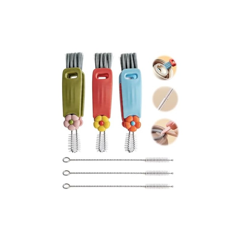 Kit de 6 Cepillo para Botellas,Cepillo de limpieza para vajillas