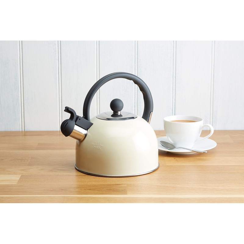 KitchenCraft Living Nostalgia Stove Top Kettle, Whistling, Induction, Metal, 1.3