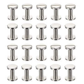 PATIKIL 25 Sets Chicago Screws, 10mm L Chicago Screw Slotted Binding Post Screw Bolts Rivets Brass Fasteners Connectors for Leather Belt Scrapbook Photo Albums, Silver Tone