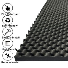 KTOESHEO 4 PCS Acoustic Panels,48''X24''X2'' Egg Crate Foam Soundproof Foam Wall Panels,High Density Fireproof Noise Cancelling Foam Studio Foam Panel,Noise (Black)
