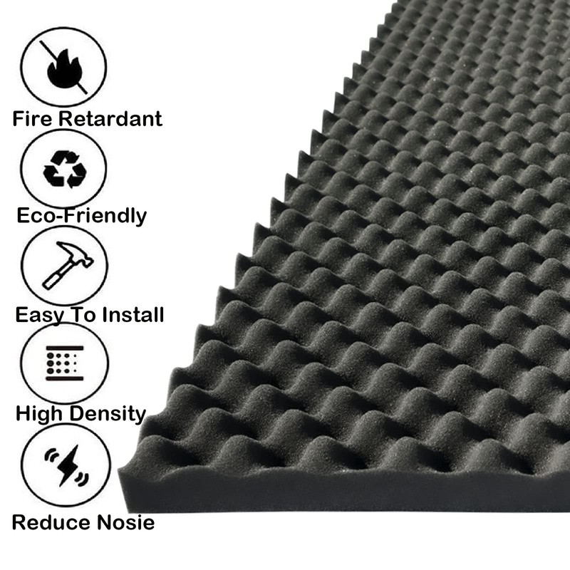 KTOESHEO 4 PCS Acoustic Panels,48''X24''X2'' Egg Crate Foam Soundproof Foam