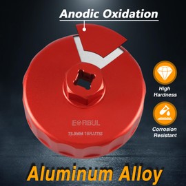 EVRBUL Aluminum Oil Filter Wrench Cap Tool Remover 73.3 mm 15 Flutes Oil Filter Cap Wrench Removal Tool Compatible with Chevy Toyota GM PF46 PF47 PF48 PF48e PF63