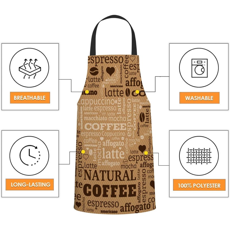 BGBDEIA Cup Typography Words Apron for Women Men, Adjustable Apron